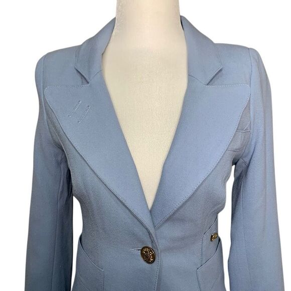 Smythe Classic Duchess Blazer Light Blue Size 4 Wool Lapel Collared Jacket - Picture 2 of 12